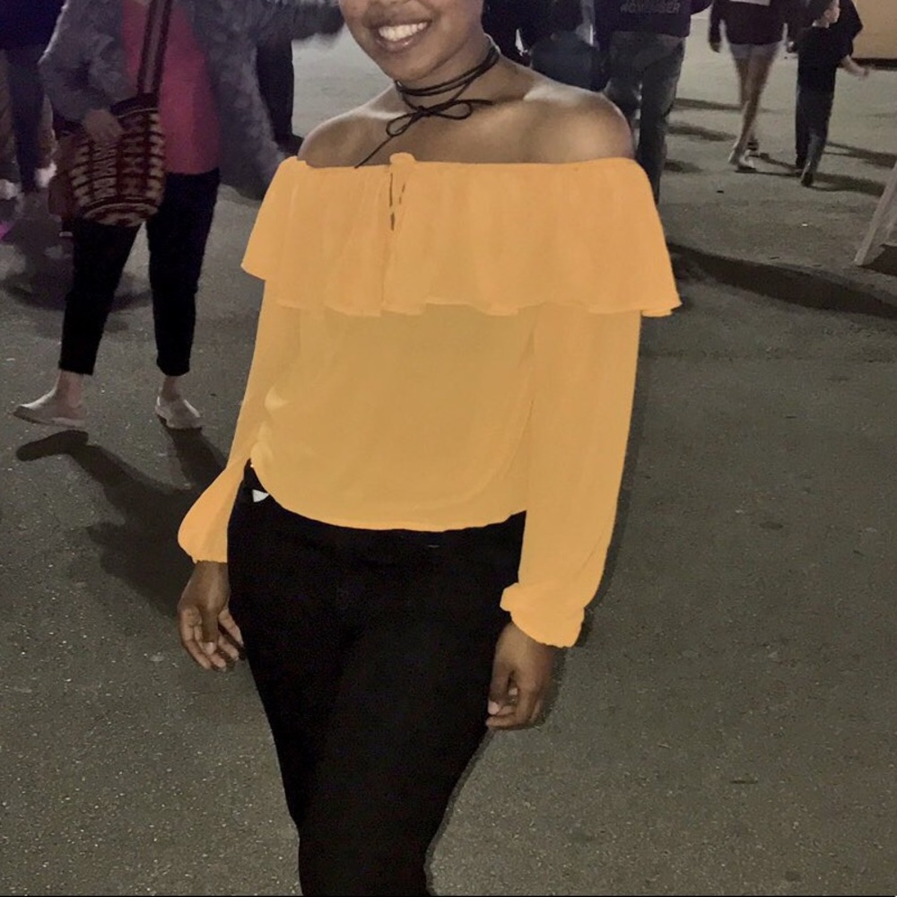 Off the shoulder tie up top
